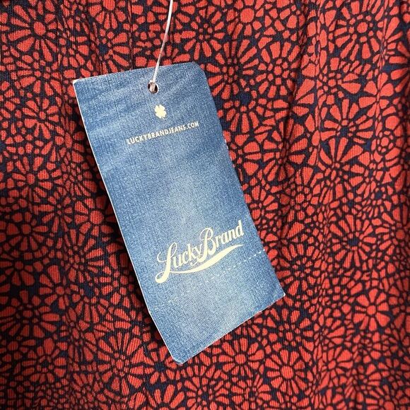 NWT Lucky Brand Pants Womens Medium Red Flare Pull On Floral Stretch Boho Flowy - Picture 4 of 8